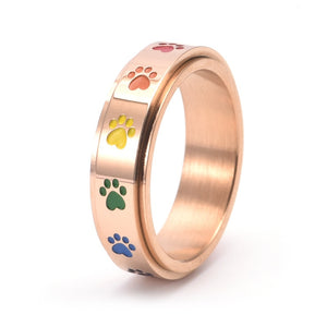 Rainbow Paw Print Fidget Ring