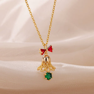 Crystal Christmas Bell Pendant Necklace