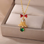 Load image into Gallery viewer, Crystal Christmas Bell Pendant Necklace
