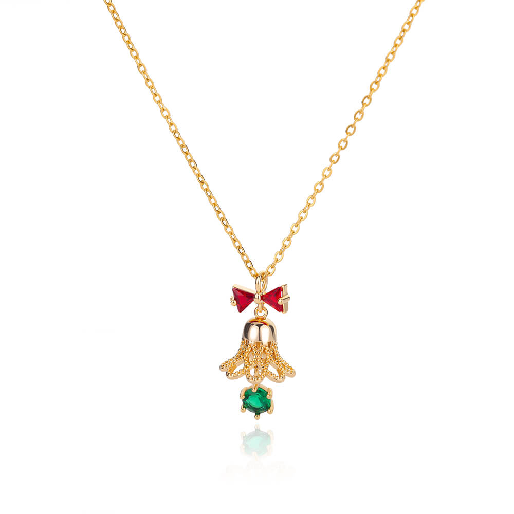 Crystal Christmas Bell Pendant Necklace