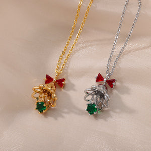 Crystal Christmas Bell Pendant Necklace