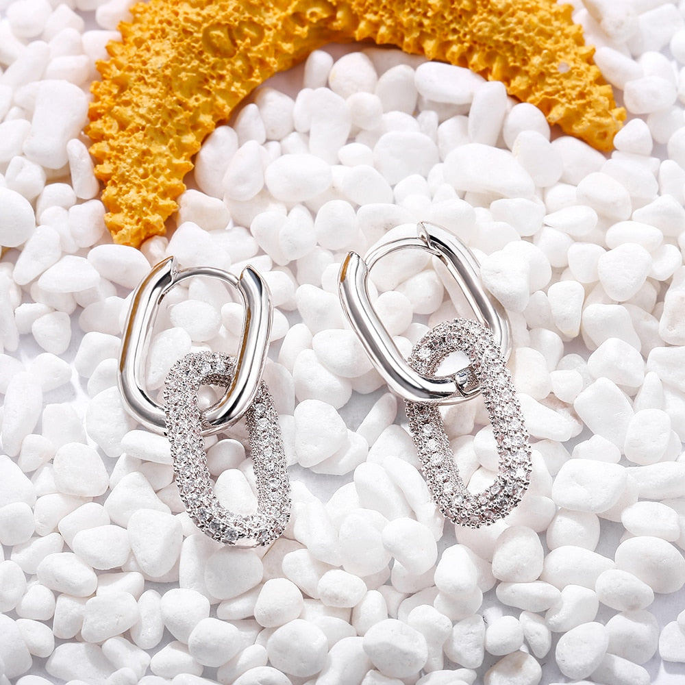 Colorful Crystal Chain Link Earrings