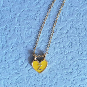 Enamel Heart Initial Necklace