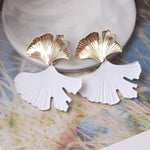 Load image into Gallery viewer, Gold Ginkgo Leaf Drop Earrings
