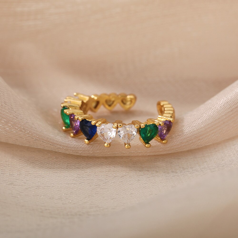 Line of Hearts Ring
