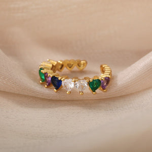 Line of Hearts Ring