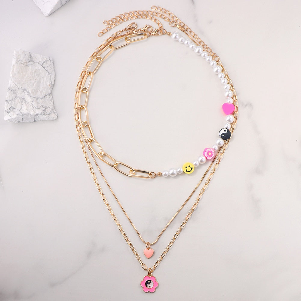 Multilayer Smiley Choker Necklace