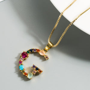 Colorful Crystal Initial Necklace