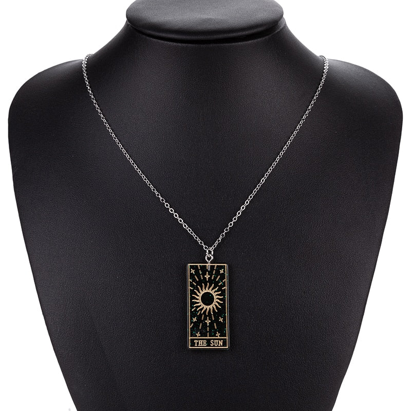 Multicolor Sun Tarot Resin Necklace