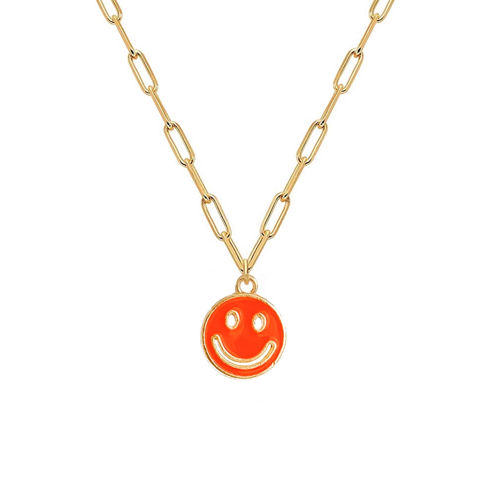 Colorful Smiley Face Pendant Necklace