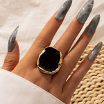 Load image into Gallery viewer, Boho Black Stone Gold Ring
