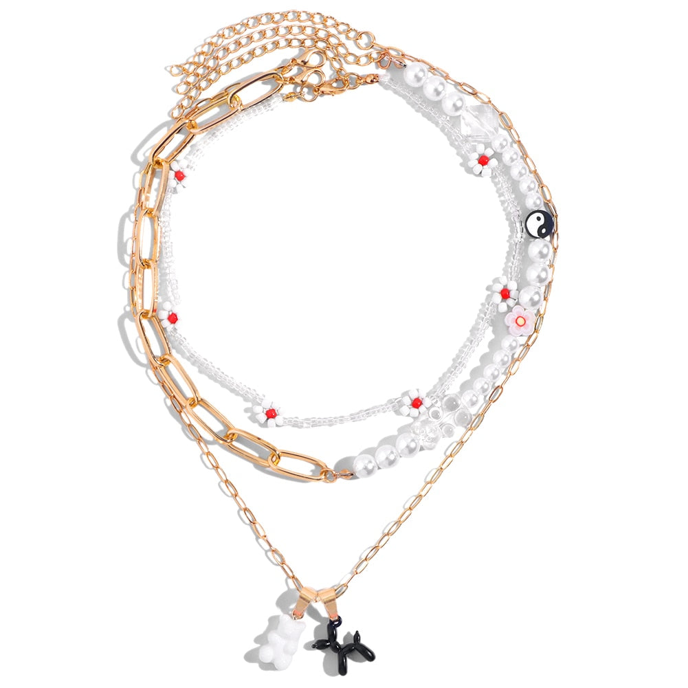 Multilayer Smiley Choker Necklace