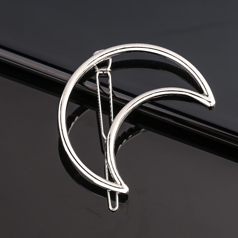 Silver Metal Geometric Hairpin