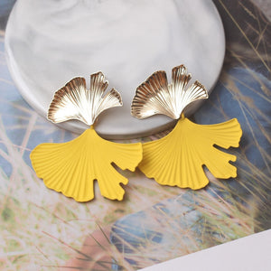 Gold Ginkgo Leaf Drop Earrings