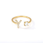 Load image into Gallery viewer, Adjustable Crystal Initial Ring
