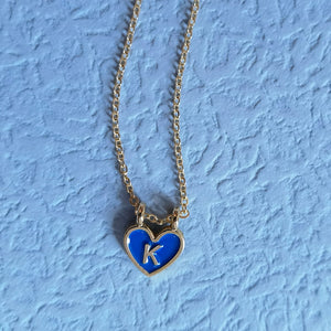 Enamel Heart Initial Necklace