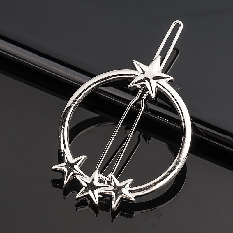 Silver Metal Geometric Hairpin