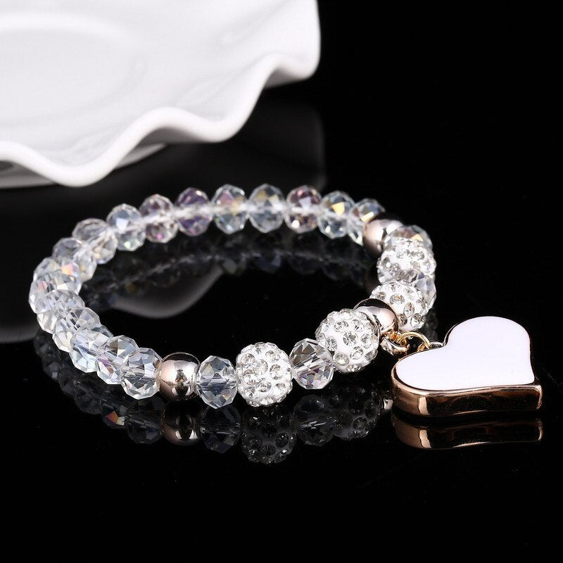 Crystal Heart Beaded Bracelet