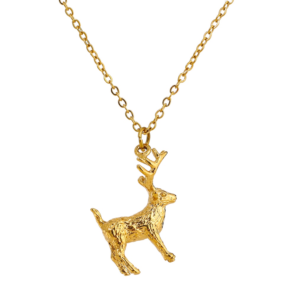 Lucky Elk Gold Pendant Necklace