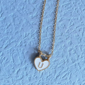 Enamel Heart Initial Necklace