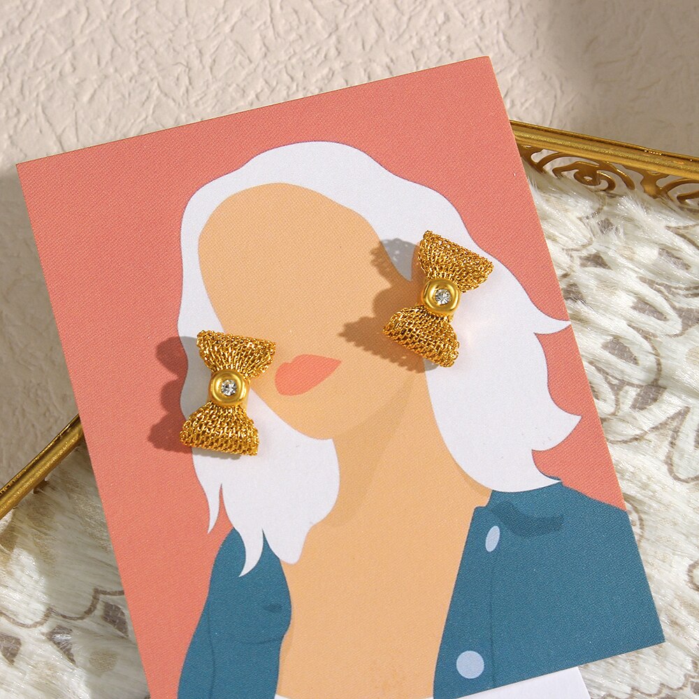 Crystal Woven Bowknot Stud Earrings