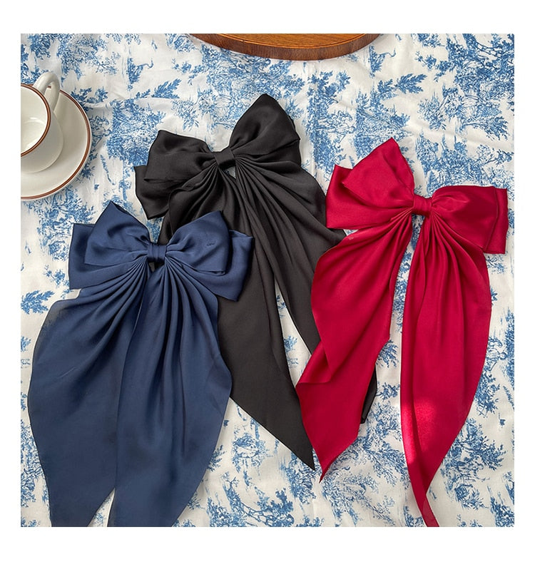 Long Satin Hair Bow