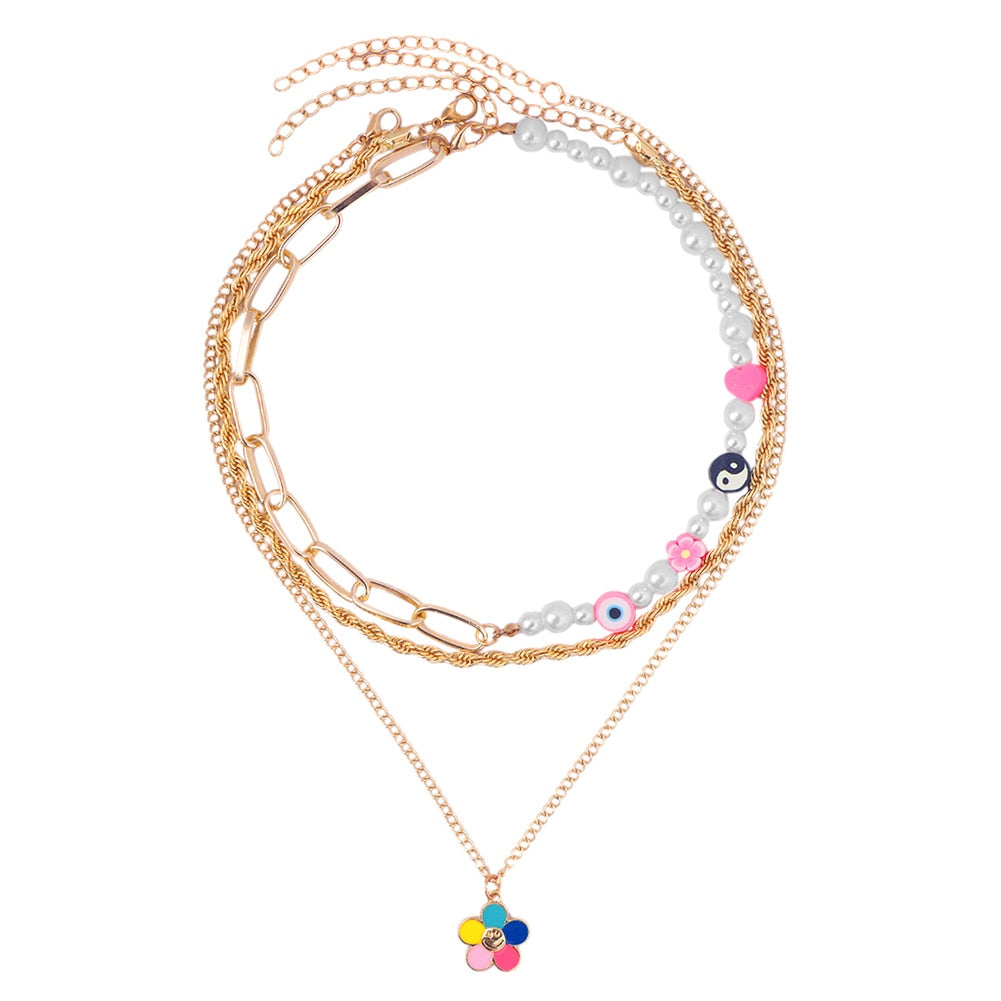 Multilayer Smiley Choker Necklace