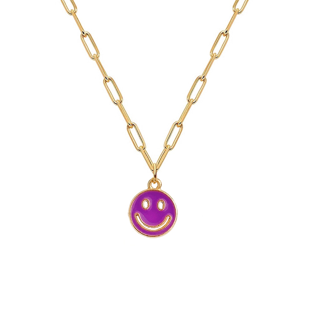 Colorful Smiley Face Pendant Necklace