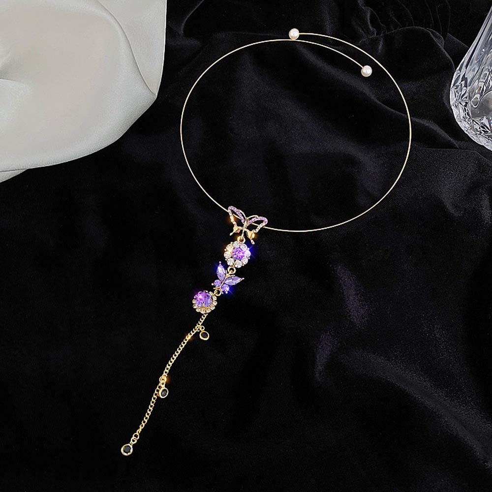 Purple Butterfly Pendant Choker