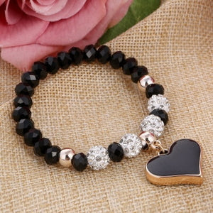 Crystal Heart Beaded Bracelet