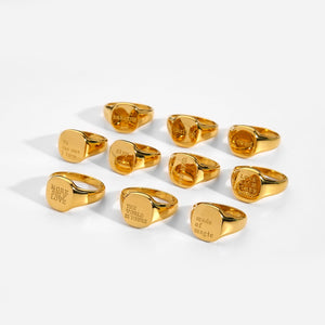 Engraved Words Square Ring