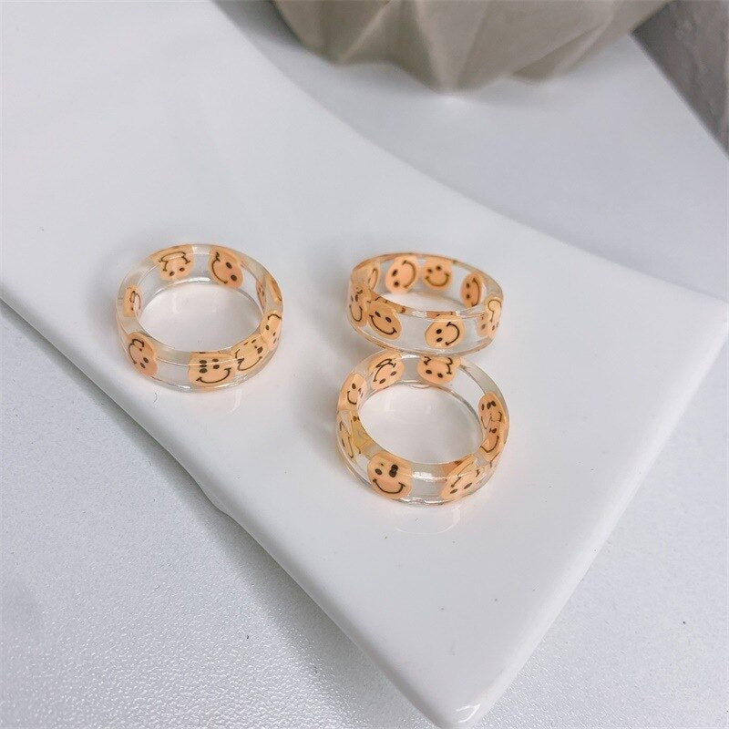 Transparent Acrylic Smiley Ring