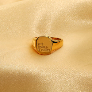 Engraved Words Square Ring