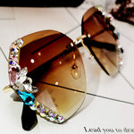 Load image into Gallery viewer, Vintage Rimless Jewel Studded Sunglasses
