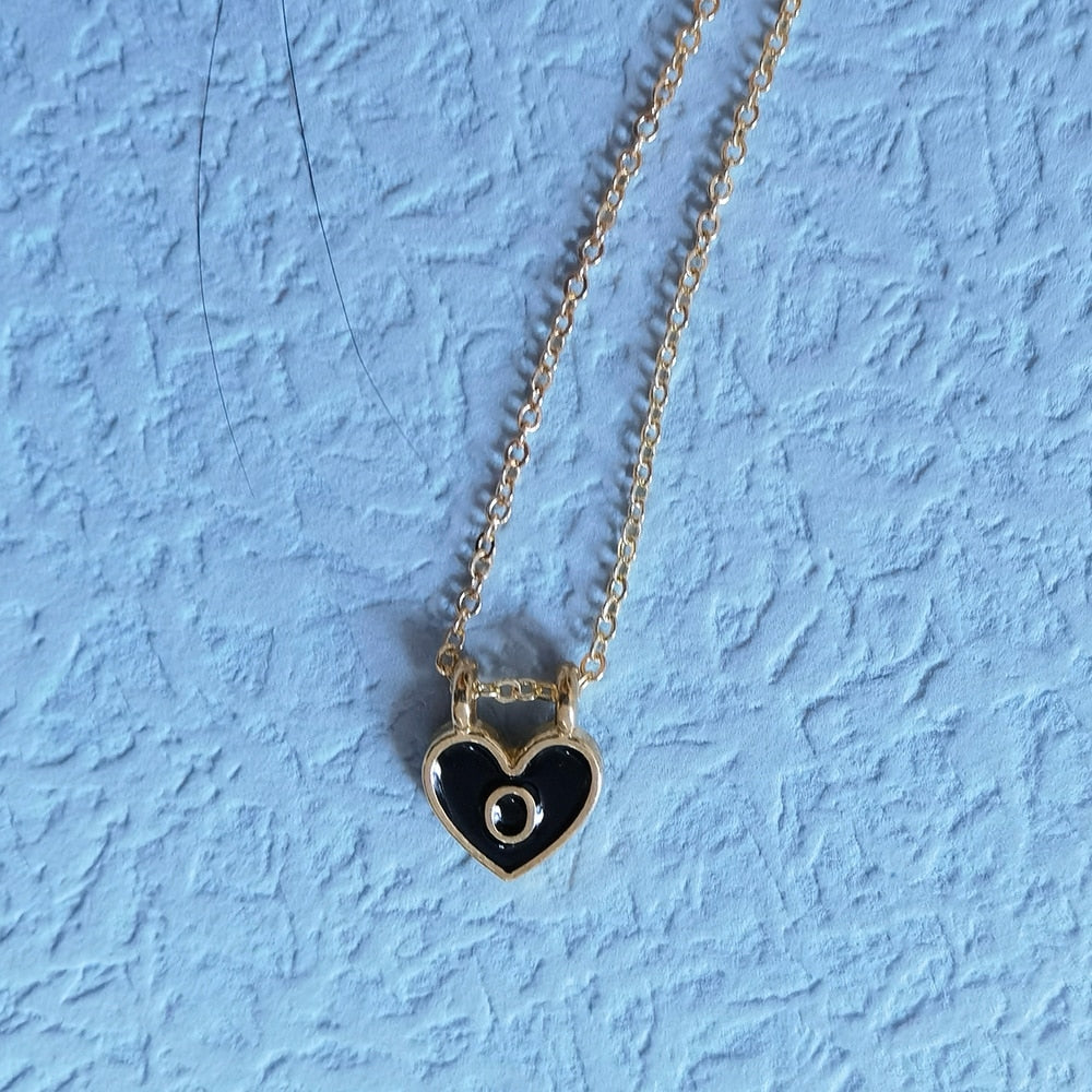 Enamel Heart Initial Necklace