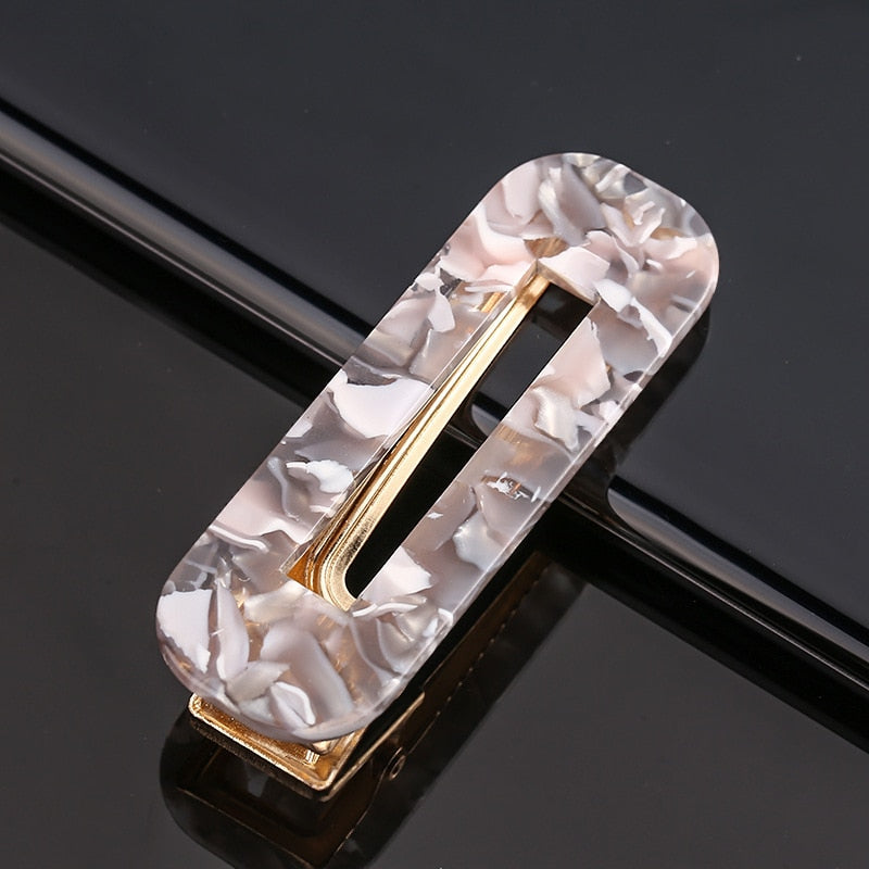 Rectangular Marbled Hairgrip