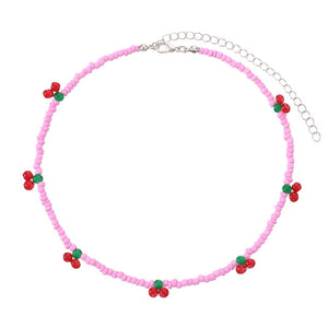 Cherry Beaded Choker Necklace