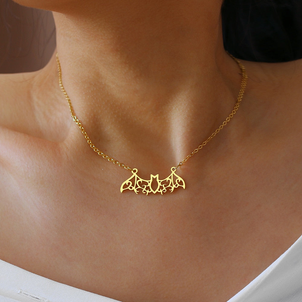 Bat Wings Dainty Pendant Necklace
