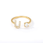 Load image into Gallery viewer, Adjustable Crystal Initial Ring
