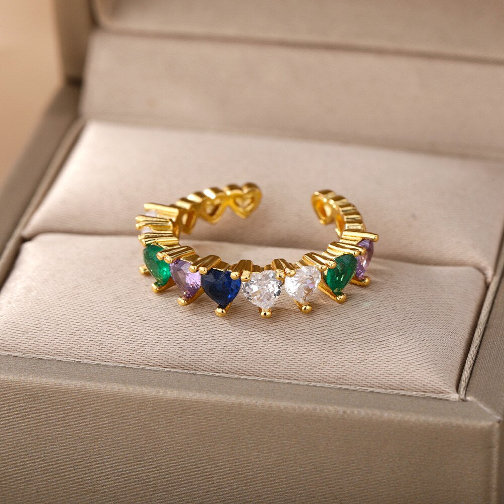 Line of Hearts Ring