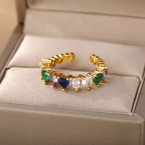 Line of Hearts Ring