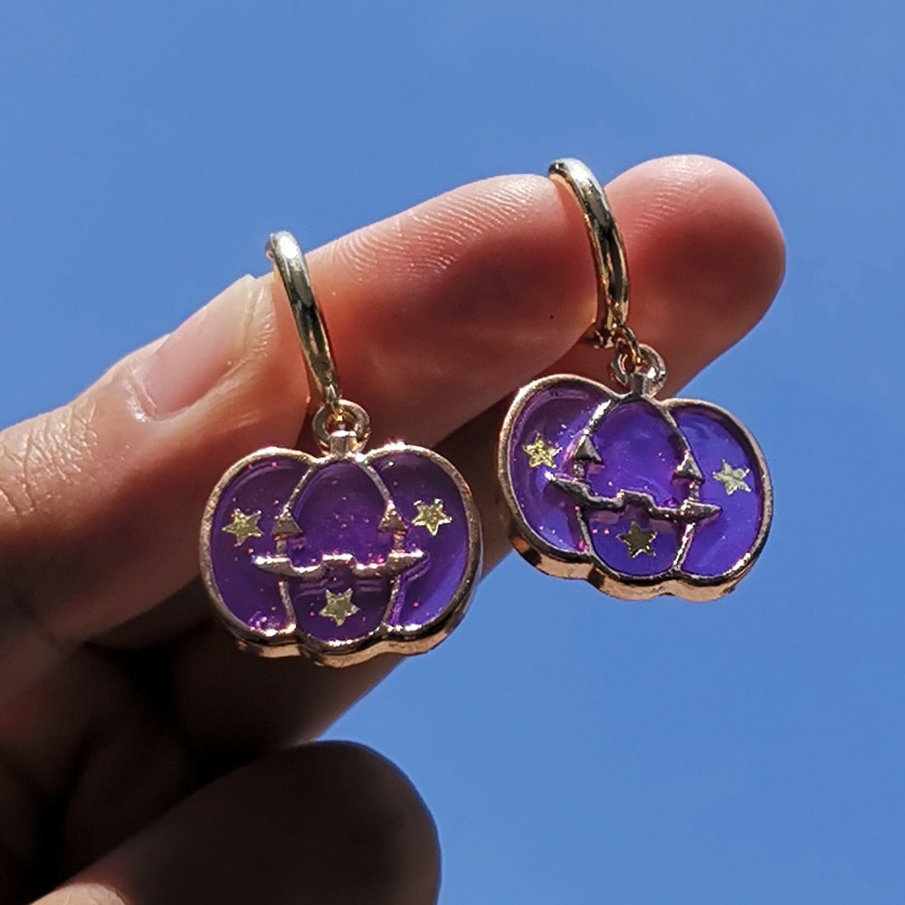 Colorful Pumpkin Huggie Earrings