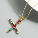 Load image into Gallery viewer, Colorful Crystal Initial Necklace
