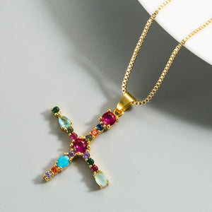 Colorful Crystal Initial Necklace