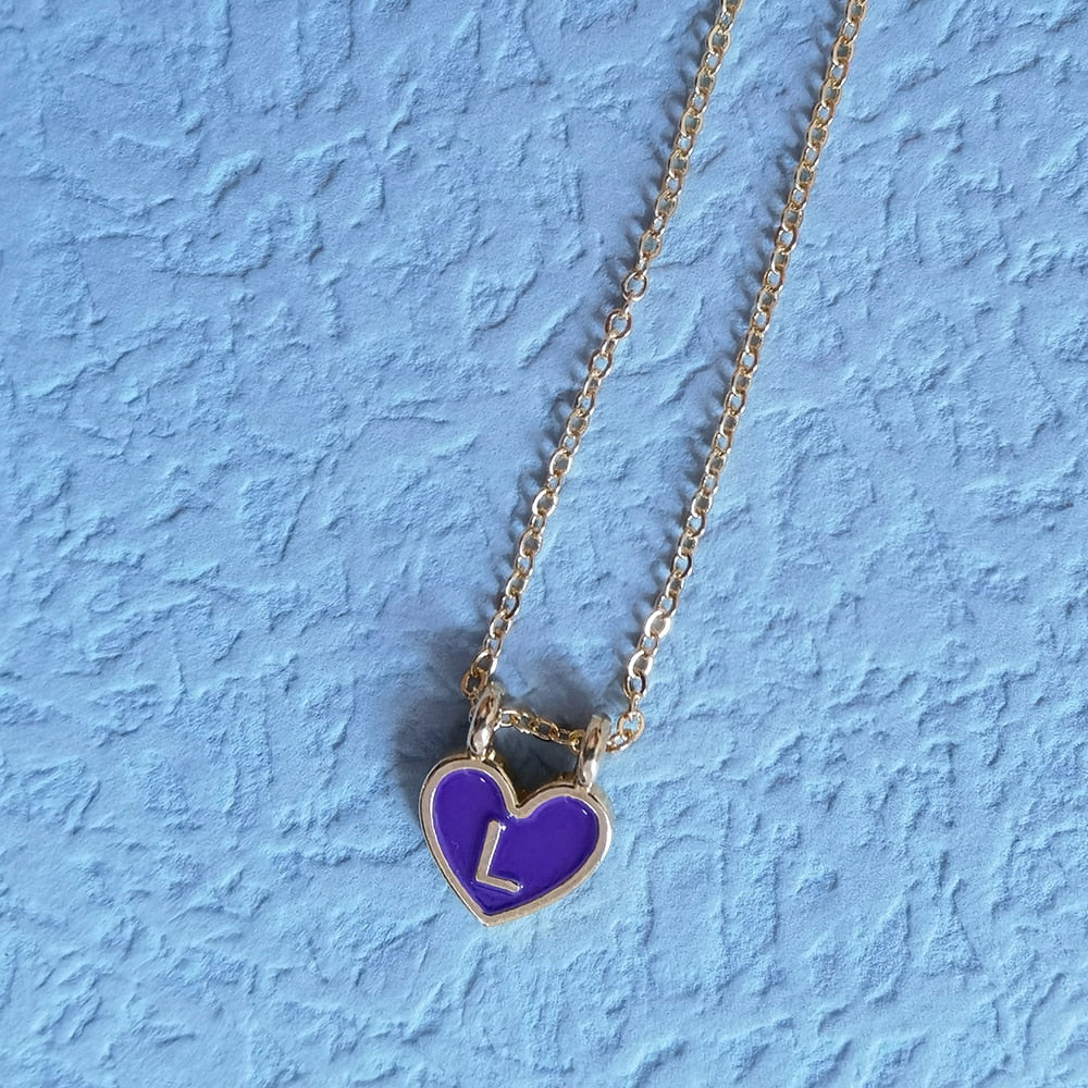 Enamel Heart Initial Necklace