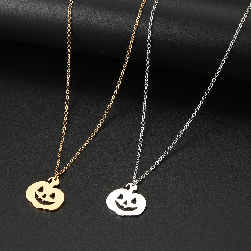 Jack O' Lantern Dainty Pendant Necklace
