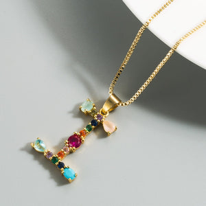 Colorful Crystal Initial Necklace