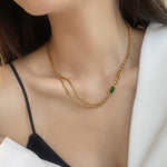 Load image into Gallery viewer, Emerald Crystal Chain Necklace
