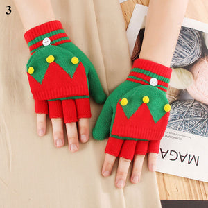 Knitted Fingerless Christmas Gloves