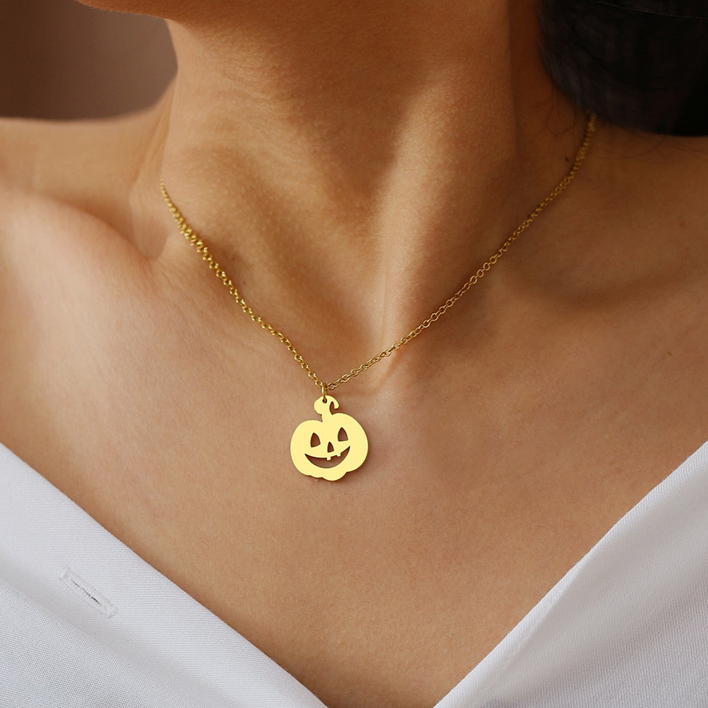 Jack O' Lantern Dainty Pendant Necklace